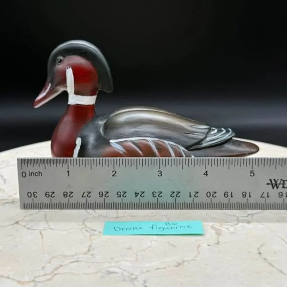 Vintage Ceramic Wood Duck Drake Figurine Hand Painted 5.25” Wildlife Bird